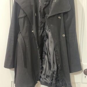 Women's Black Double-Breasted Coat